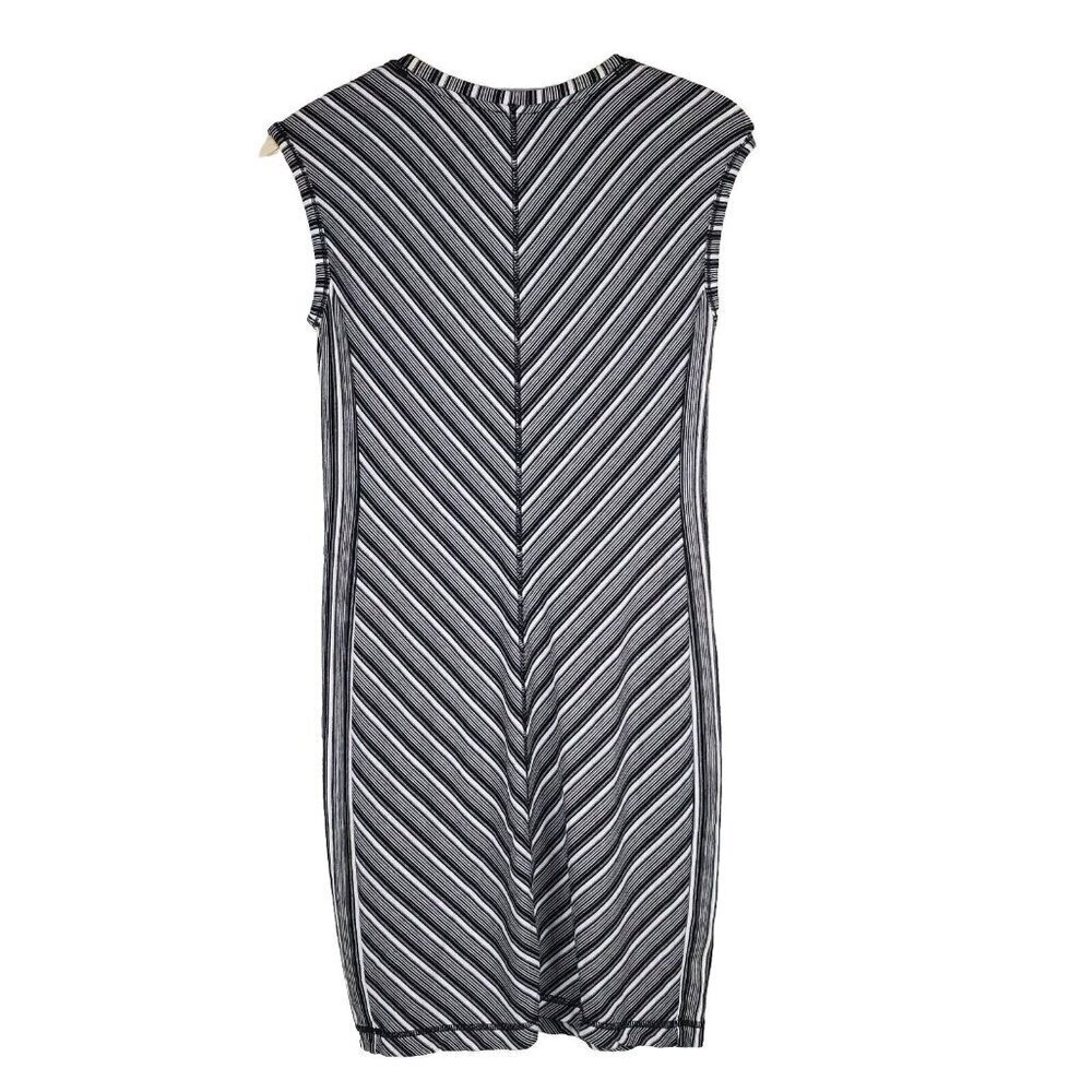 T By Talbots Shift Dress Small Black White Stripe Bodycon Pockets Athleisure - Picture 2 of 16